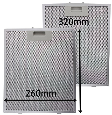 SPARES2GO Metal Mesh Filter for Howdens Fits Lamona Cooker Hood Extractor Fan Vent (Pack of 2 Filters, Silver, 320 x 260 mm)