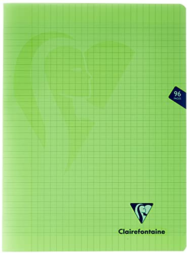 Clairefontaine 353361C – skolhäftapparat/bok Mimesys DIN A4 24 x 32 cm, 48 ark 90 g, fransk linjatur, häftad, omslag av PP, grön, 1 styck