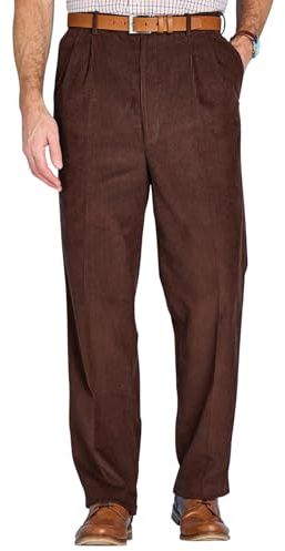 Chums Men's Luxury Cotton HIGH-Rise Corduroy Trousers | Hidden Extra Self-Adjusting Waistband, Higher Waist Pants