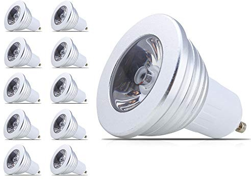mengjay® 10 Stück Farbwechsel GU10 3 W LED Licht RGB Beleuchtung Helle Energiesparend Mood Lampen – 16 Farbe – mit Fernbedienung AC 85–265 V