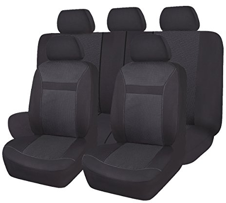 Flying Banner Jacquard Housse de Siège Voiture Ensembles Universelle Auto (Noir)