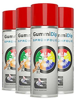 Gummi Dip Sprühfolie, Spray, 4er Set, 4x400 ml (Rot)