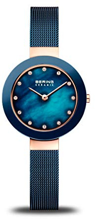 Bering Damen Quarz Uhr | Armbanduhr 29 mm Edelstahlgehäuse und Zifferblatt | Milanaisearmband | Saphierglas | 5 ATM | 11429