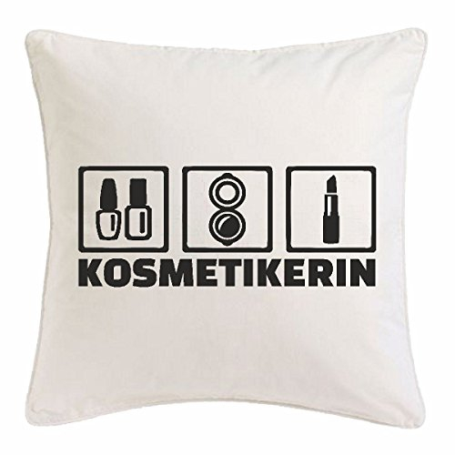 Reifen-Markt Kissenbezug 40x40cm Kosmetikerin - KOSMETIKSTUDIO - PERMANENT Make-UP - NAGELDESIGN - FUßPFLEGE aus Mikrofaser in Weiß
