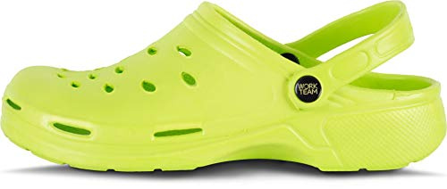Work Team Zueco EVA Unisex. Ultraligero, ergonómico. Anatómico, con Cámara ortopédica, Suave para los pies. Unisex Verde Pistacho 42