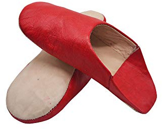 ZAPATILLAS MARROQUÍES, Zapatillas de cuero genuino para hombres y mujeres, babuchas hechas a mano, Zapatillas de regalo (Rojo, numeric_39)