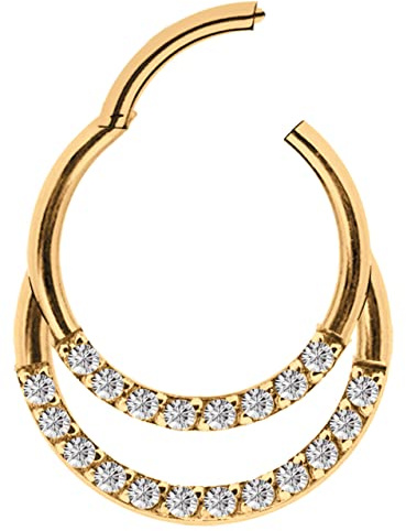 Piercing Segment Clicker Doppel Ring mit Steinen in 1,2 x 8 mm