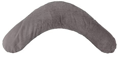 KraftKids Stillkissen in Cord Breitcord Grau, Schwangerschaftskissen 190 cm Außenkanten-Maß mit Micro-EPS-Perlen, Lagerungskissen mit Toxproof-Zertifikat des TÜV Rheinland