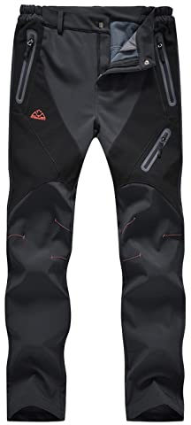 donhobo Damen Wanderhose Wasserdicht Softshellhose Outdoorhose Winddicht Warm Gefüttert Winterhose Trekkinghose Skihose Funktionshose Dunkelgrau 2XL