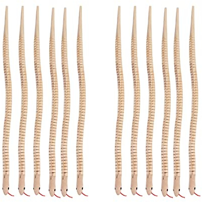 Zerodeko Spielsets Für Kinder 12 Realistische Holzschlangen Unfertige Holzschlangen Leere Holzschlangen Flexibles Schlangenspielzeug Tiermodell-Bastelspielzeug Kinderspielzeug