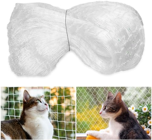 Katzennetz für Balkon, 3 x 10 m Katzennetz, Weiss Katzen Netz, Katzennetz für Balkon Ohne Bohren, 2.5cm Lochdurchmesser Balkonnetz für Katzen Geeignet für Balkone Fenster Gärten Terrassen