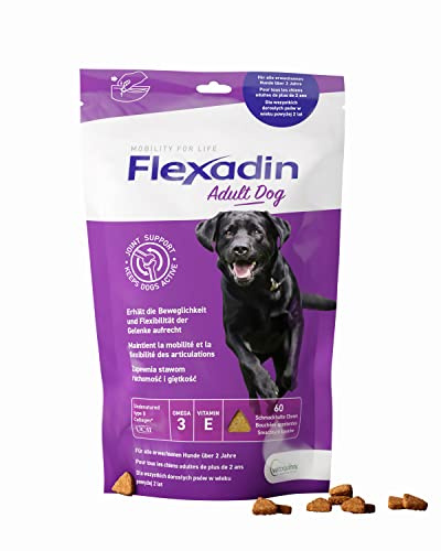 FLEXADIN® Adult Dog| Für gesunde Gelenke von Erwachsenen Hunden| mit Nicht denaturiertem Kollagen Typ II – 2 Monatspackung
