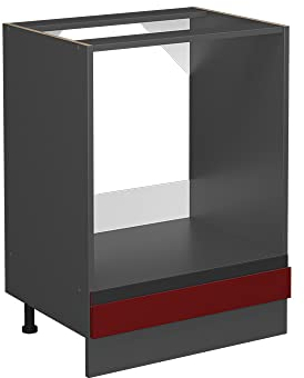 Vicco Oven housing cabinet Raul, Red/Anthracite, 60 cm J-Shape, without worktop