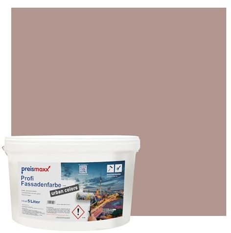 Preismaxx Profi Fassadenfarbe Braun Rotbraun silikonharzverstärkt aussen 5l | Für Putz Beton, Abperleffekt, wasserabweisend, UV-beständig, hohe Deckkraft, rissfüllend, diffusionsoffen, Made in Germany,