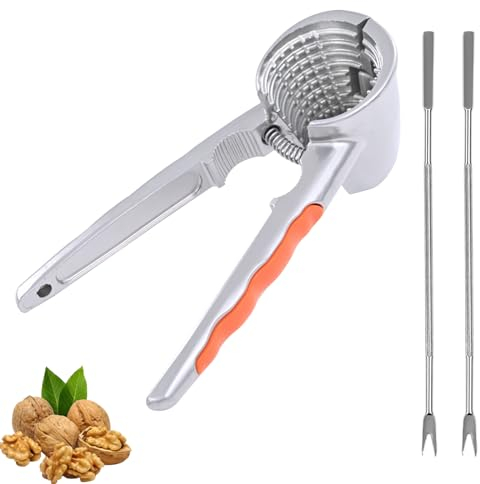 1 PCS Nut Crackers Heavy Duty Walnut Cracker with Non-Slip Handle Nut Crackers Tools Funnel Walnut Pliers Nutcracker Pecan Walnut Plier Clip Tool with 2PCS Forks