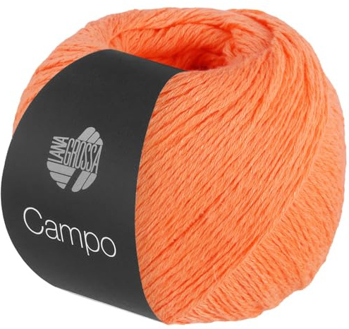 LANA GROSSA Campo | Feines, mehrfach verzwirntes Baumwoll-Mischgarn mit Struktur | Handstrickgarn aus 65% Baumwolle & 25% Viskose & 10% Leinen | 50g Wolle zum Stricken & Häkeln | 165m Garn FB 14