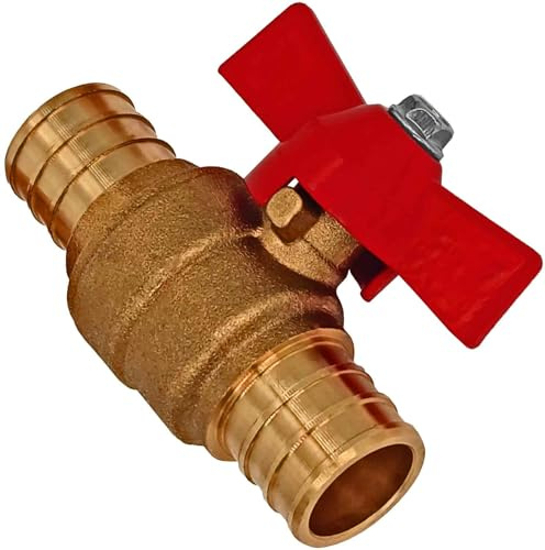 MegaHaustechnik Kugelhahn aus Messing, mit Schlauchtüllen-Außendurchmesser 25mm für 1 Zoll Schlauch, Flügelgriff, Trinkwasser geeignet, Gartenschlauch-Anschluss Absperrventil Kugelventil