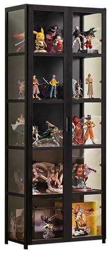 JSDMBD Acryl-Display-Riser-Regal Für Pops-Figuren Sammlervitrine Eckvitrine Glasvitrine Standvitrine Doppeltüren Mit Großer Kapazität Sammlervitrine 62x33x161cm Black