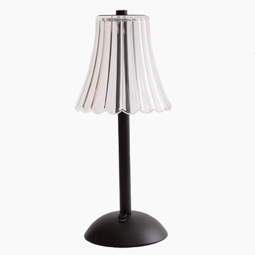 HEQET Cordless Table Lamps for Home, Table, Dining Room, Gold Rechargeable Lamps, USB Charge 12'' Tall LED Brass Portable Outdoor Indoor Table Lamp with Built-in Dimmer (Black-Flower)