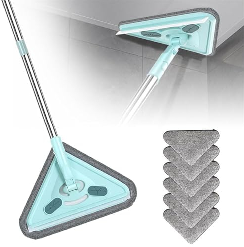 Fregona triangular multifuncional Trapeador Triangular Multifuncional, Trapeador De Pared Con Mango Largo, Trapeador Triangular Empalmado Trapeador De Limpieza Ajustable Giratorio De 360 ​​​​°, Trapea
