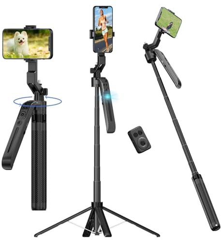 Auto Face Tracking Selfie Stick Tripod for iPhone, 360° Rotation Phone Tripod Stand with Remote, 71'' Phone Camera Tripods Stand iPhone Holder for Content Creator Tiktok Vlog Video Recording