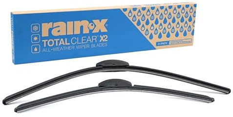 Rain-X 810332 Total Clear Beam Wiper Blades 26 & 18 Windshield Wipers for All-Weather Performance, Rubber Squeegee for Smooth Clean Wipe & Quiet Operation - 2 Pack Value
