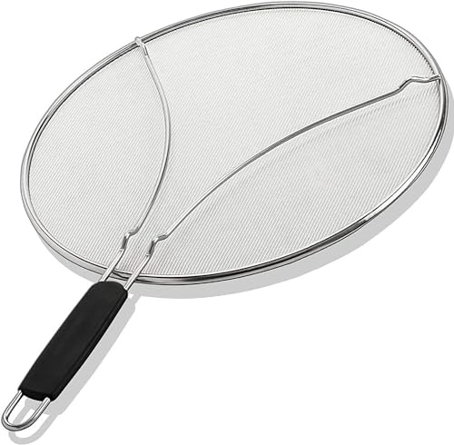 Splatter Screen for Frying Pan (33 cm) - Grease Splatter Guard Shield - Protects & Stops Hot Oil Splash - Use for Cooking Bacon - Kitchen Tools for Frying Pan