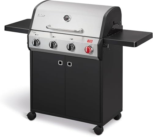 Enders Chicago Next 4 R Turbo Barbecue à Gaz, 4 brûleurs en acier inoxydable, capot de cuisson à double paroi, étagère latérale détachable, 13 kW, Switch Grid, 800° Turbo Zone #8936633