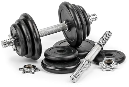 G5 HT SPORT Set Manubri + Dischi Ghisa Ø25 mm [11,21,35 Kg] | Pesi Regolabili con Chiusure Vite e Molla | Kit per Allenamento Casa e Palestra | Fitness e Bodybuilding (10 KG, CHIUSURA A VITE)