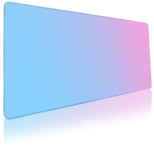 Niviy Gaming Mauspad Mauspad 900x400 Mit Genähten Kanten Mousepad XXL | 35.4X15.7in Schreibtisch Protector Matte mit Anti Rutsch Basis für Gaming,Büro,Zuhause (Rosa Blauer Farbverlauf)