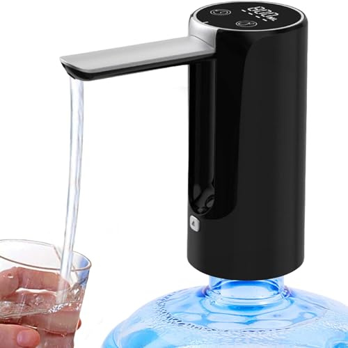 Elektrische Wasserflaschen Pumpe, USB-Lade Automatische Trinkwasserpumpe, 5 Gallonen Elektrischer Wasserspender Wiederaufladbarer, Faltbar Trinkwasserpumpe Für Home Office Küchen Camping (Schwarz)