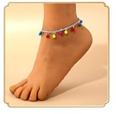 Dishowme Jingle Bells Fußkettchen Armband Faux Vintage Glocken Quasten Fußkette Sommer Strand Barfuß Sandale Schmuck für Damen Frauen (Silber)