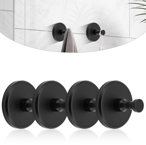 lafo Roha Home Ganci Ventosa Bagno 2 Pezzi, Porta Asciugamani Ventosa Ultra Resistente, Ventose con Gancio Super Resistente, Appendi Accappatoio Bagno, Ganci a Ventosa Super Resistenti Nero Opaco