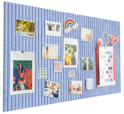 Bacheca decorativa in feltro, autoadesiva, 60 x 40 cm, IVEOPPE, bacheca decorativa in feltro, spessore 0,9 cm, pieghevole, lavagne memo per ufficio, cucina, colore azzurro