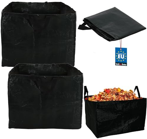 KOTARBAU® 2er Set Gartenabfallsack Mörtelkübel 120 L Pflanzsack Laubsack Gartenabfallsack Gartensack Sack & Behälter Gartenabfallsäcke Rasenschnitt für Gartenabfälle Rechteckiger Sack