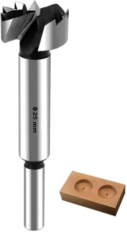 GLRYD Forstnerbohrer für Holz Ø 25mm, 8mm Schaft, Holzbohrer aus HRC50-Hochleistungs-Kohlenstoffstahl Wellenförmige Schneidkanten, Extrem Scharf, Präzise Zentrierung, für Hartholz,Faserplatten