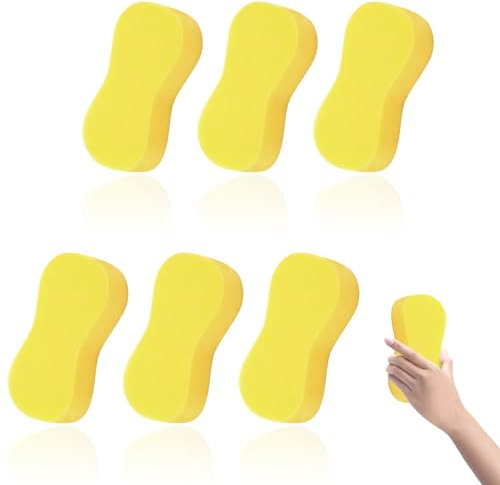 Jumbo Sponges for Car Cleaning - 6 Pcs Large Car Wash Sponges, Jumbo Car Wash Sponges, Large Multi-Purpose Cleaning Sponge for Cars, Motorcycles, Windows, Wheels, and Household (Yellow)