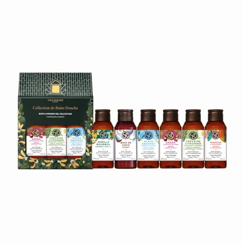 Yves Rocher Bain de Nature - Set de regalo – 6 minigeles de ducha de 50 ml – Mangue cilantro, Algue Sauvage, Coco, Vainilla Bourbon, Argán Rose, Verbena Limón – Cuidado perfumado con extracto natural