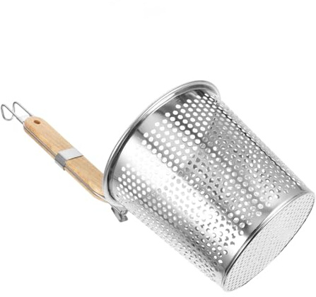 VALICLUD Cestello Per Pasta in Acciaio Con Manico in Legno Setaccio Per Gnocchi e Noodles Schiumarola Da Cucina Maglia Fine e Resistente