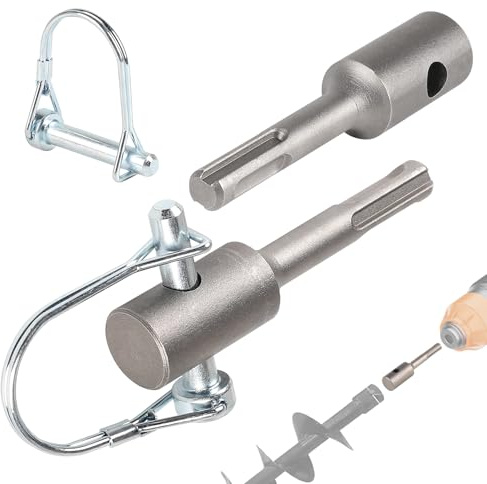 EFUTURETIME 2x Adapter Erdbohrer SDS Plus mit Bolzen für Bohrer Ø40-150mm | Auf Bohrmaschine und Akkuschrauber, für Pfahlbohrer, Brunnenbohrer, Gartenarbeit und Bepflanzung