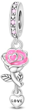 Glow-in-the-Dark Sterling Silver Charms for Pandora Bracelets and Necklaces Pink Bead Gifts for Women Birthday Jewelry Charm
