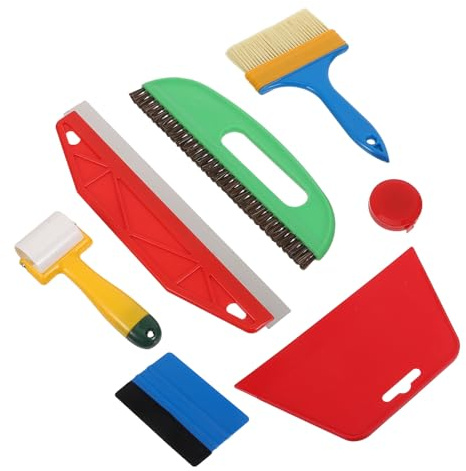 ROMISBABA 7 Pezzi Kit Spatole Plastiche per Pellicole Auto Raschietti Ergonomici per Vetri e Pareti Strumenti Versatili per Applicazione Pellicole su Vetri Auto Box Doccia e Wallpaper Design