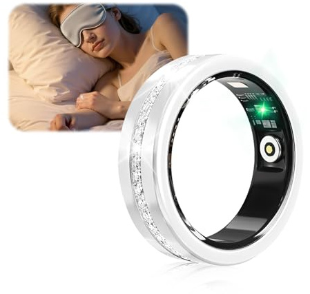 XSWCCJJ Smart Ring【2,5g Ultralight – 11x Leichter als Smartwatch】【JZ 5.1-Al Nanomonitoring – 0,1%± Fehler】 24h Gesundheitsüberwachung, Ohne ABO, 2-3 Tage Akku – Smartring für iOS/Android Silver 7#