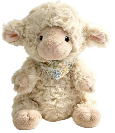 Weißes Schaf Superweiches Kuscheltier, 23 cm | Weiches Lamm-Plüschtier | Spielgefährte für den Bauernhof | Geburtstagsgeschenk