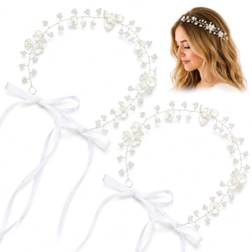 JOVYTH 2 Pezzi Coroncine Fiori per Bambina, Decorazioni Floreali per Capelli, Coroncina per Comunione e Matrimonio, Fiori per Capelli Regolabili, per Compleanni e Feste