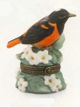 PHB Baltimore Oriole Porcelain Hinged Box - Midwest of Cannon Falls Songbird Series