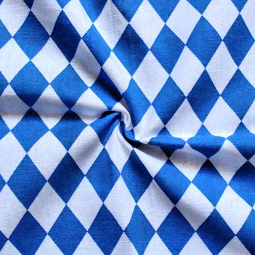 STOFFKONTOR Baumwollstoff Bayern Raute Meterware Blau Weiss