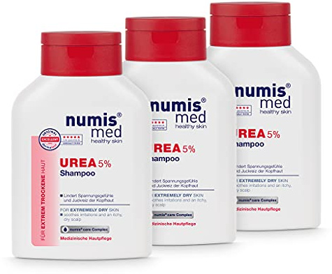 numis med Shampoo UREA 5%, 3er Pack (3 x 200 g) | für extrem trockene, zu Juckreiz neigende Kopfhaut - vegane Haarpflege ohne Silikone, Parabene & Mineralöl - Haar Shampoo