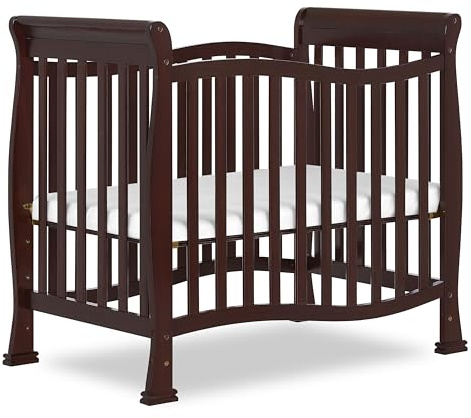 Dream On Me Violet 4-in-1 Convertible Mini Baby Crib in Espresso, Pinewood, 1” Mattress Pad, 3 Mattress Heights, Converts to Mini Day Bed & Twin-Size Bed, GreenGuard Gold & BSA Certified