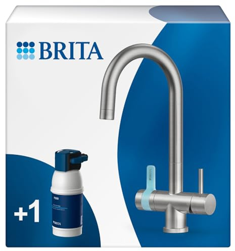 BRITA mypure P1 3-Way Water Filter Tap, Round, Includes 1x BRITA P1000 Cartridge For Reduction of Chlorine, Limescale and Impurities